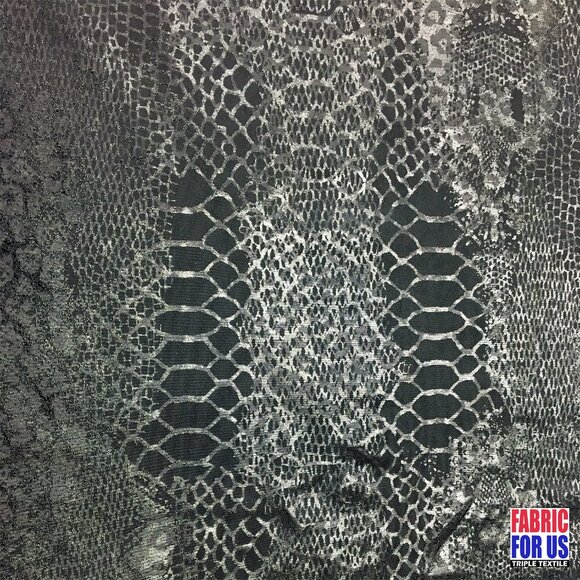 Snake Skin Black Tone on Tone Stretch Poly-Spandex Fabric 58" Wide - Picture 2 of 4